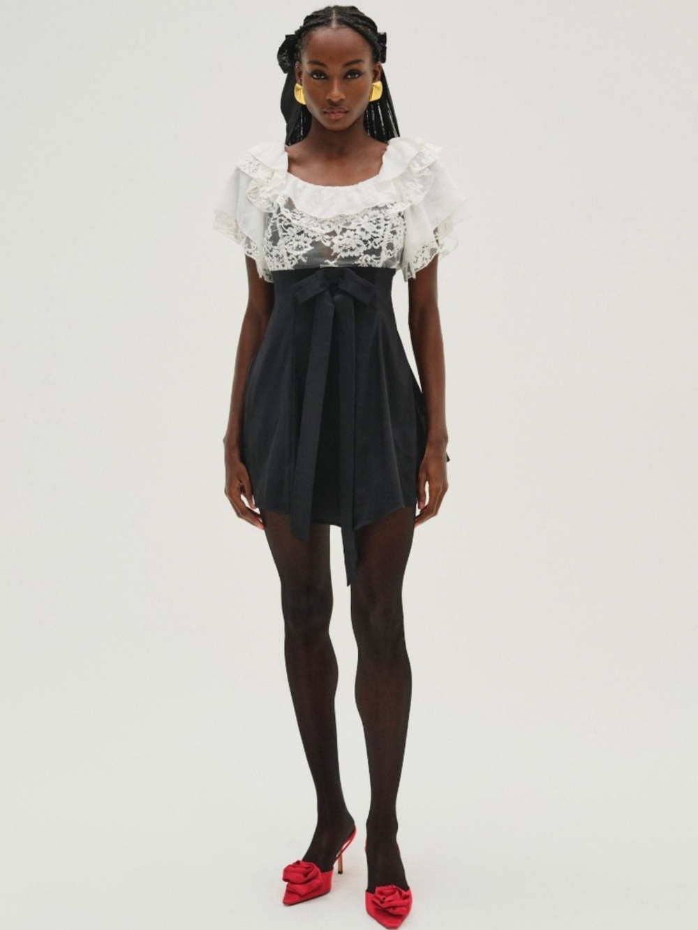 For Love & Lemons Holiday Lace Mini Dress S / White - Picture 3 of 3